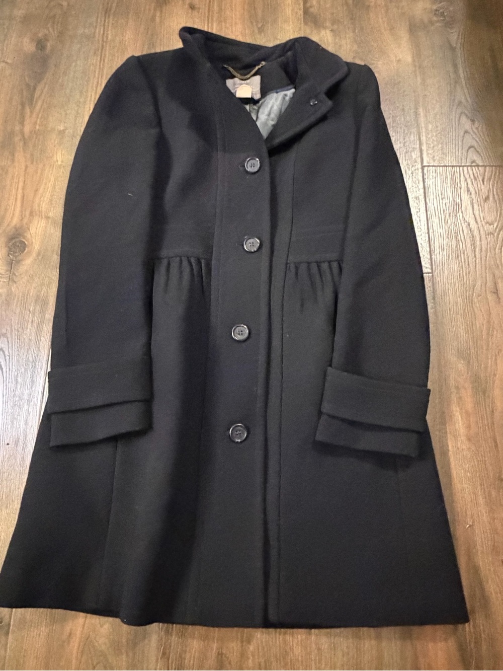 J. Crew Black Wool Button-Front Winter Coat